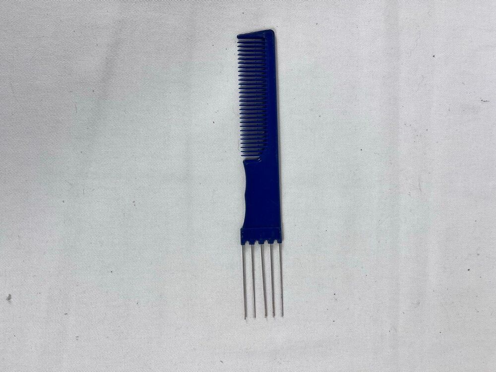Vintage 80s 90s Bue Styling Teasing Comb with Metal Lift Pick